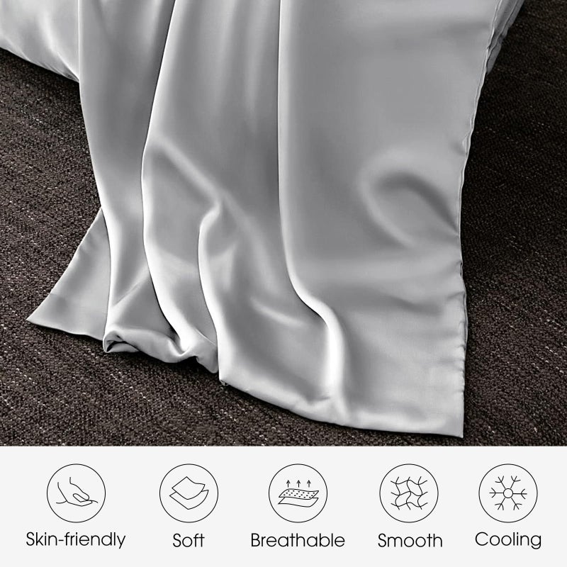 WLOSJ 100% Silk Pillowcase for Hair and Skin Toddler Size 2 Pack Mulberry Silk Pillow Case 14 x 19 Inches Highest 6A Silk Kids/Travel Pillow Cover Soft Breathable Cooling Hidden Zipper, Light Grey - Image 3